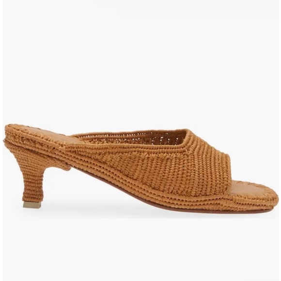 CARRIE FORBES Port Raffia Kitten-Heel Slide Sandals NEW - Picture 2 of 8